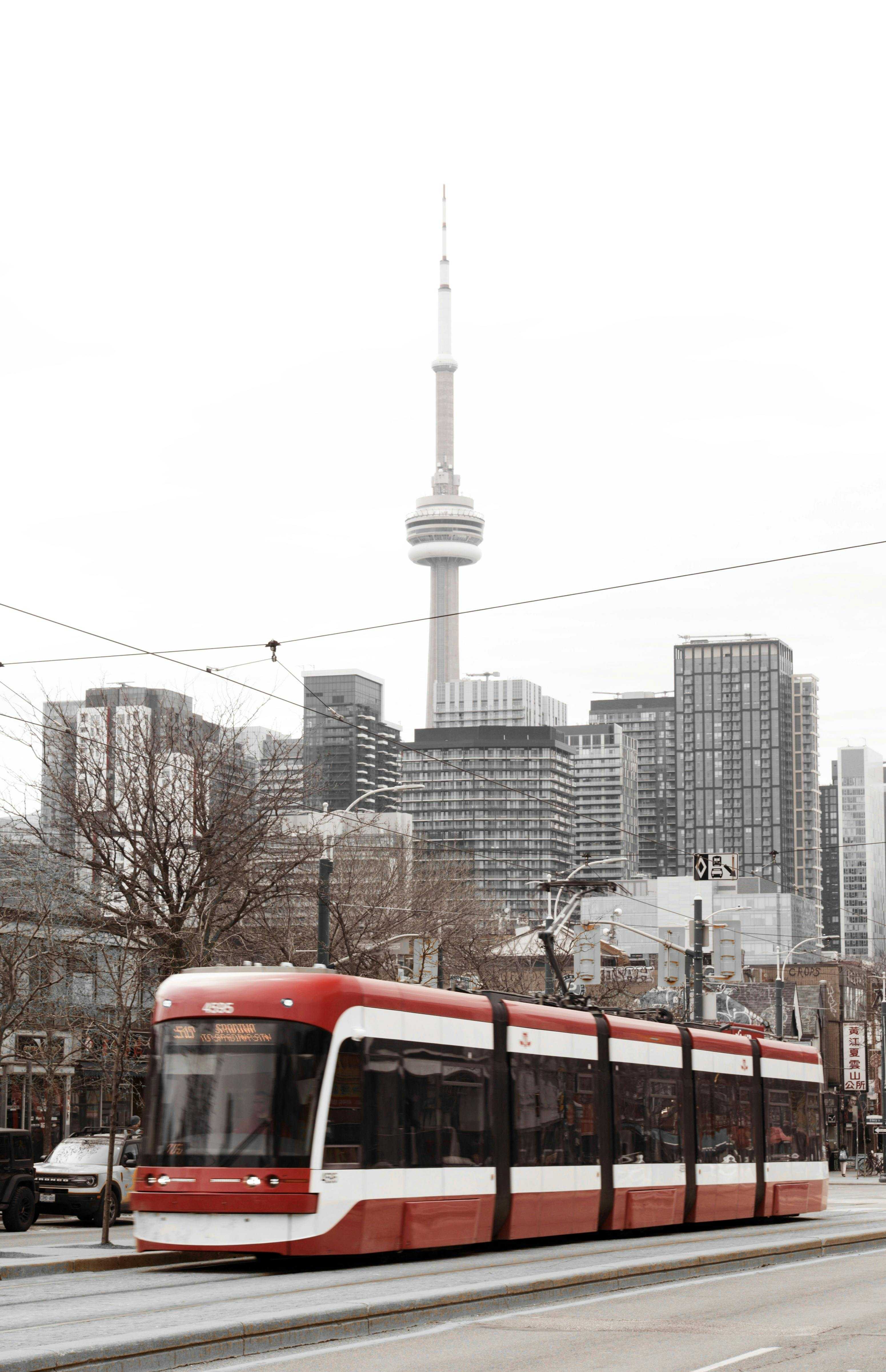 Toronto Streetcar with CN Tower